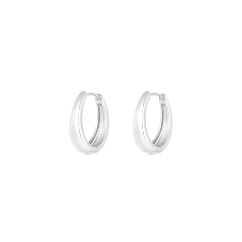 Classy Oval Hoop Earrings – Silver