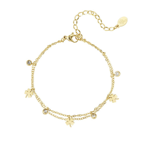 Clover and Diamonds Bracelet – Gold