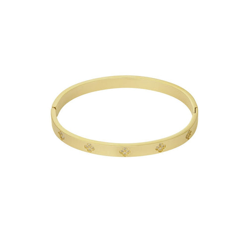 Clovers and Stones Bangle – Gold