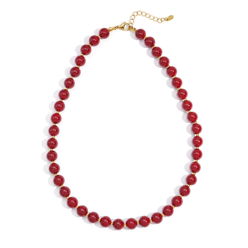 Crimson Red Acrylic Necklace Gold