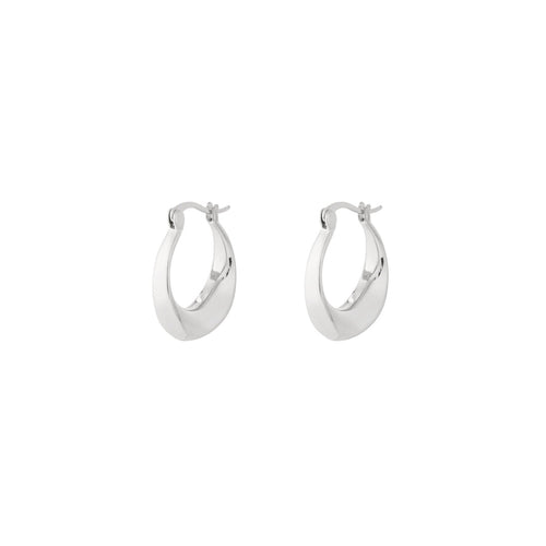 Curved Hoop Earrings – Silver