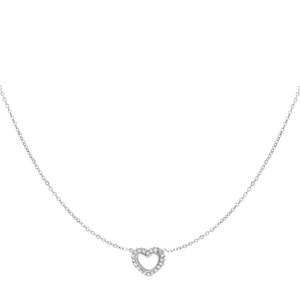 Diamond Heart Necklace Silver