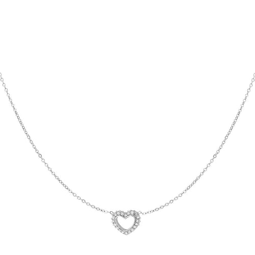 Diamond Heart Necklace Silver