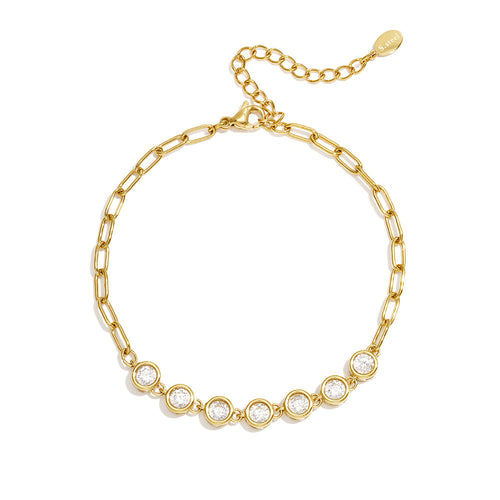 Diamond Look Link Bracelet – Gold