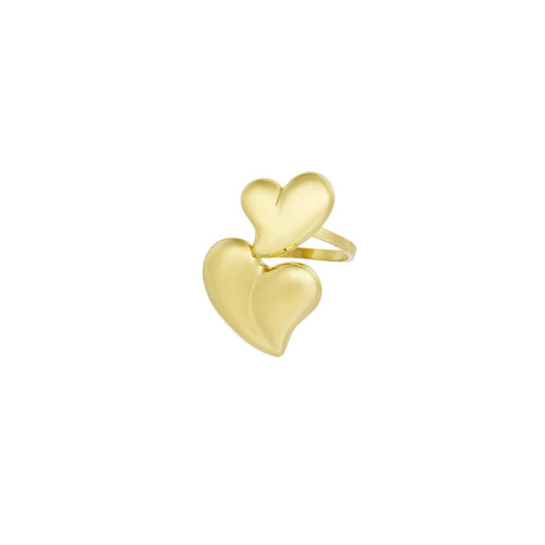 Double Love Hearts Ring Gold-Colored