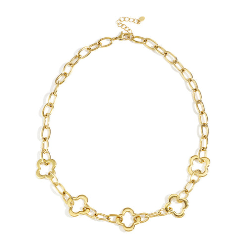 Fleur Chain Clover Necklace Gold