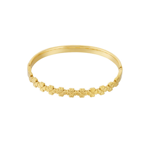 Floral Charm Bangle – Gold
