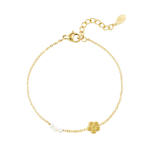 Flower with Pearls Bracelet – Gold