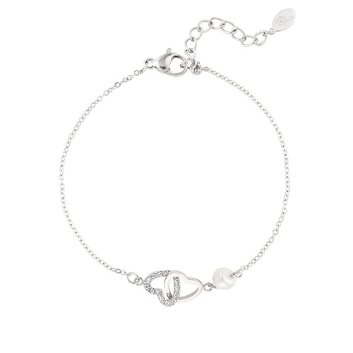 Forever Hearts & Pearl Bracelet – Silver