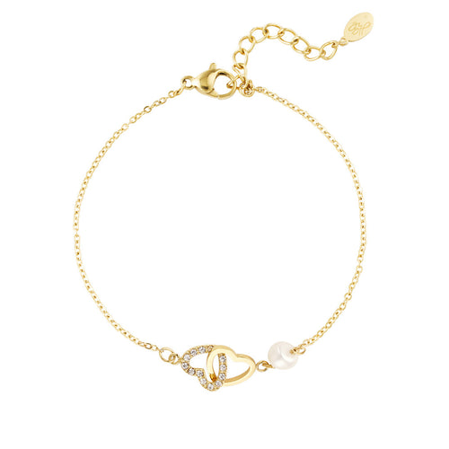 Forever Hearts & Pearl Bracelet – Gold