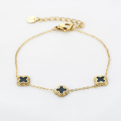 Clover Black Bracelet – Gold