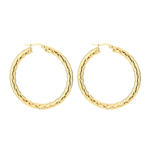 Large Hoop Engraved Earrings – Gold