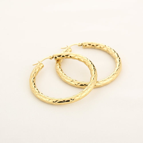 Large Hoop Engraved Earrings – Gold