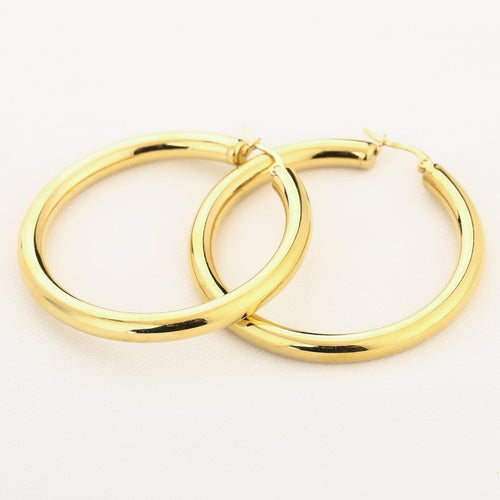 Thick Shiny Gold Hoop Earrings