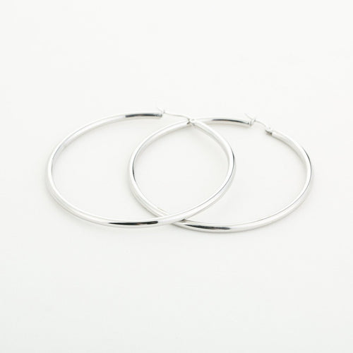 Luxury Shiny Hoop Earrings – Silver