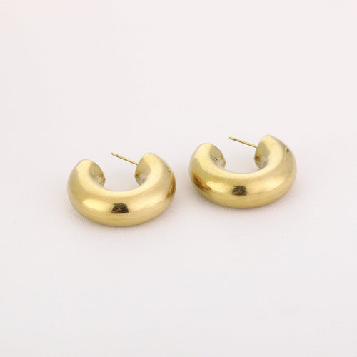 Small Thick Brushed Hoop Earrings – Gold