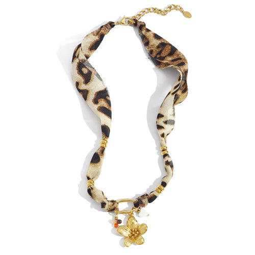 Leopard & Flower Necklace Gold