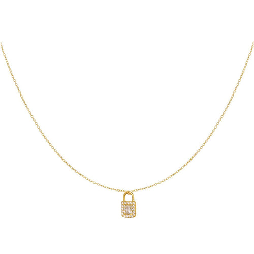 Lock Stones Necklace - Gold - 925 Silver