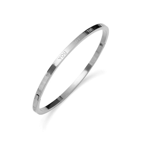 Love You to the Moon and Back Small Bangle – Silver