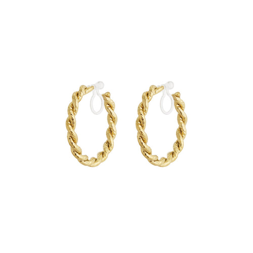 Luxury Twisted Hoop Clip-On Earrings – Gold