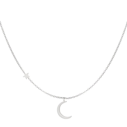 Moon & Star Necklace Silver