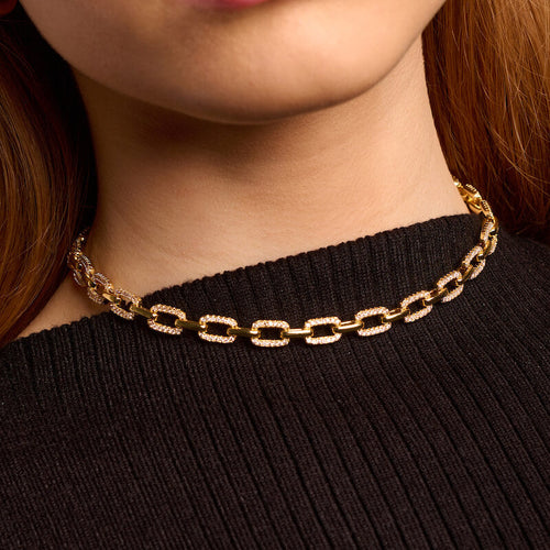 Halb Pavé Kettenglied Choker