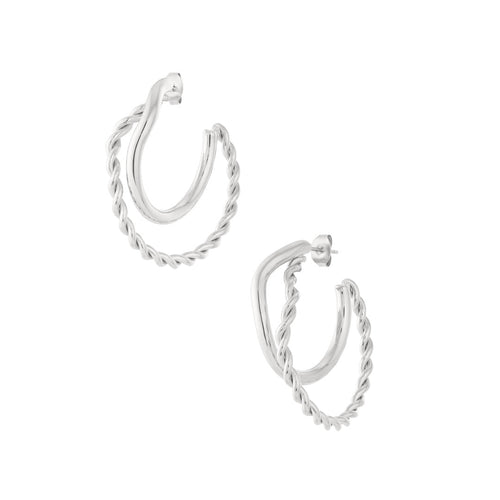 Organic Braided Hoop Earrings – Silver