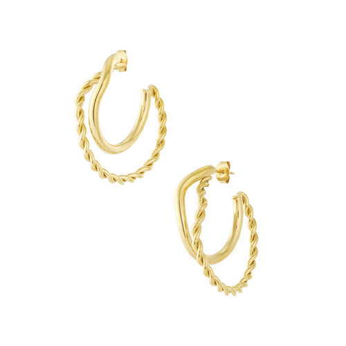 Organic Braided Hoop Earrings – Gold