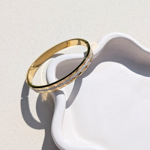 Geometric Shine Bangle – Gold