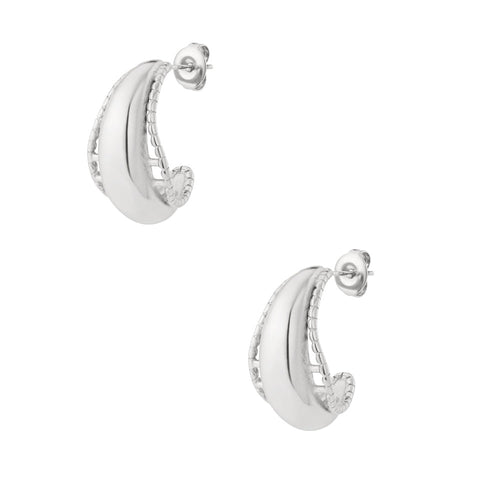 Sculpted Hoop Earrings – Silver