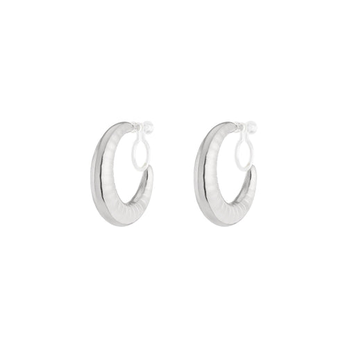 Soleil Hoop Clip Earrings – Silver