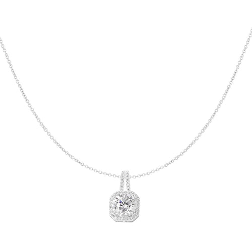 Square Stone Necklace - Silver - 925 Silver