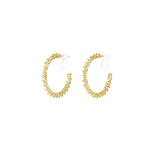 Gold Sunburst Hoop Clip-On Earrings
