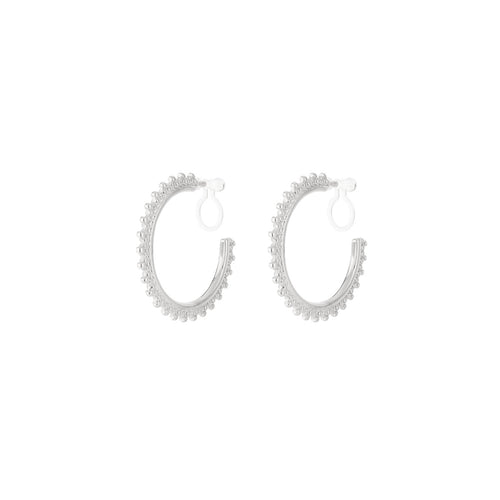 Sunburst Hoop Clip Earrings – Silver