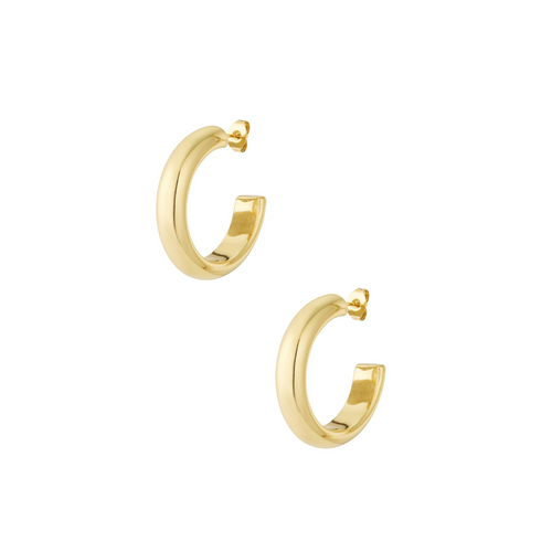 Thick Gold Half Hoop Earrings