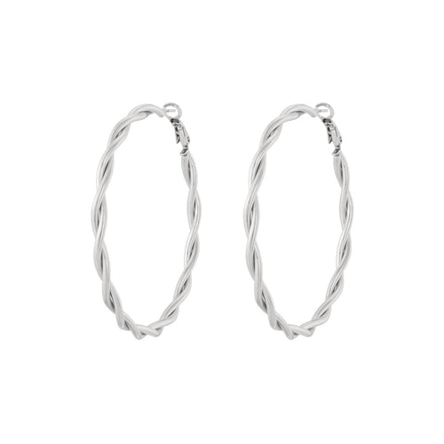Twisted Hoop Earrings Size L – Silver