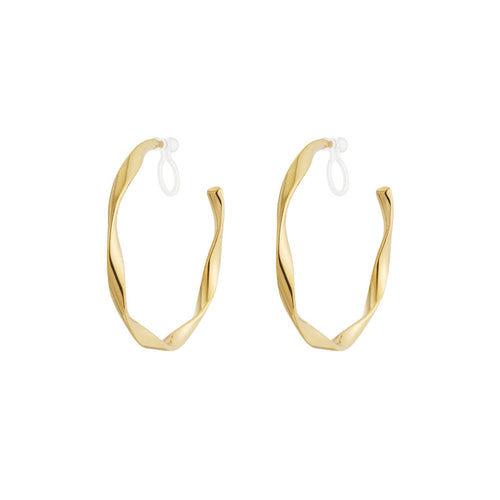 Twisty Hoop Clip-On Earrings – Gold