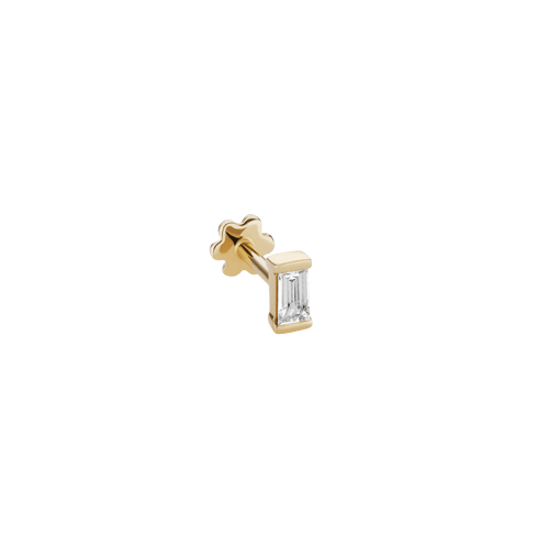 Diamond Baguette Threaded Stud Earring
