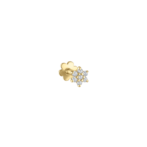 Diamond Flower Threaded Stud Earring
