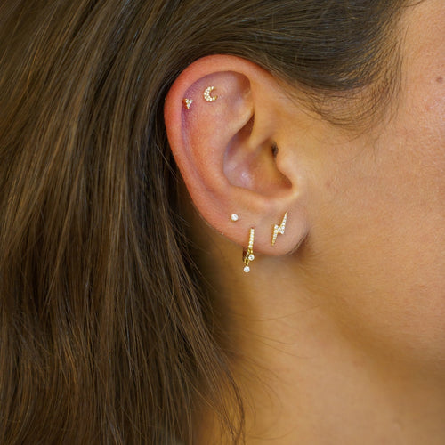 Invisible Set Diamond Threaded Stud Earring
