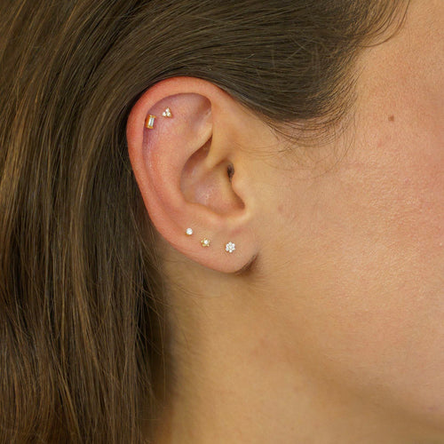 Diamond Star Threaded Stud Earring