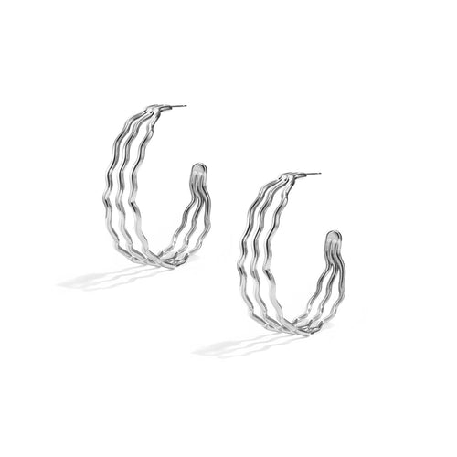 Zigzag Hoop Earrings – Silver