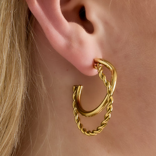 Organic Braided Hoop Earrings – Silver
