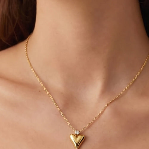 Mini Heart Pendant Necklace Silver