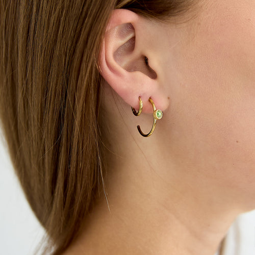 Ruby Glow Hoop Earrings – Gold