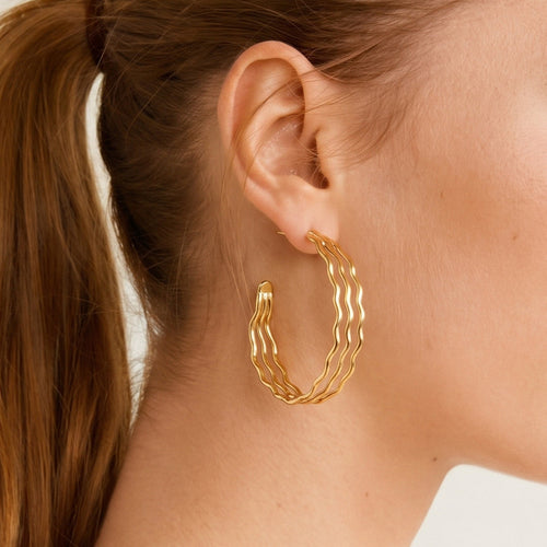 Zigzag Hoop Earrings – Gold