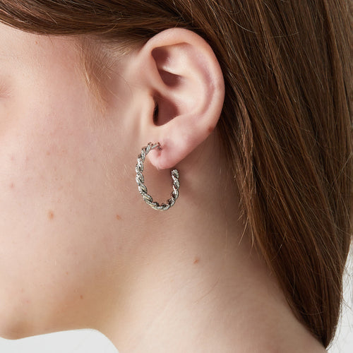 Luxury Twisted Hoop Clip-On Earrings – Silver