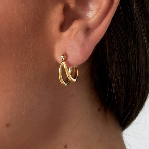 Small Double Hoop Earrings – Gold