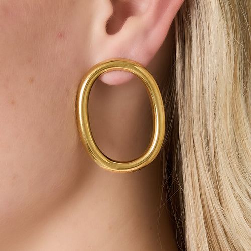 Big Open Oval Hoop Earrings – Gold