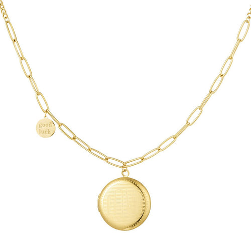 Chain Coin & Good Luck Necklace Gold